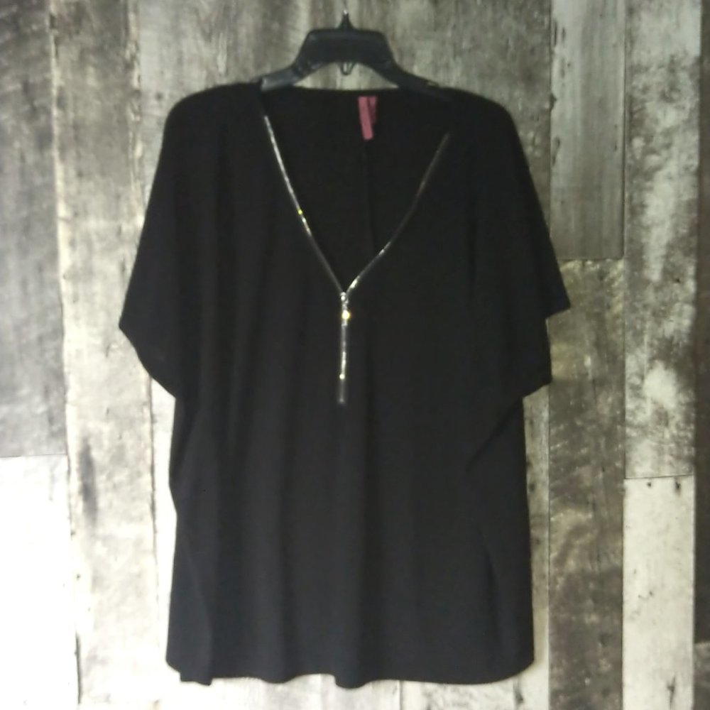 V Neck Zipper front blouse 3X